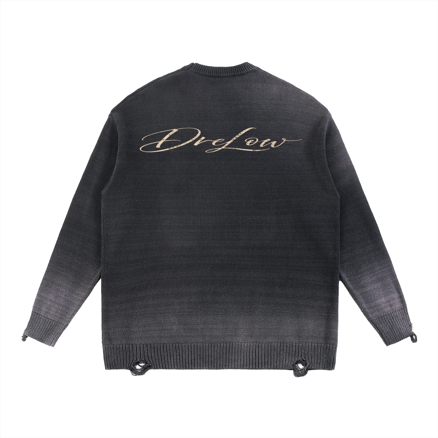 DRELOW Distressed Ripped Crewneck sweater