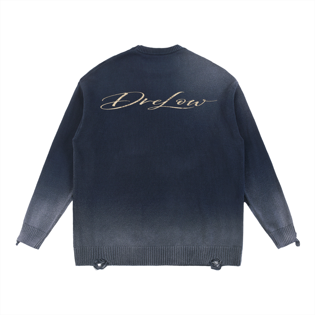 DRELOW Distressed Ripped Crewneck sweater