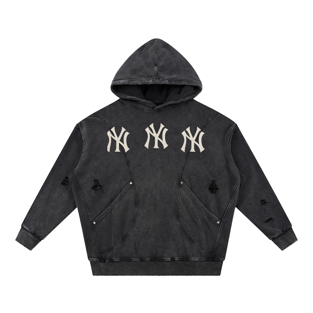 NY Distressed Pocket Hoodie