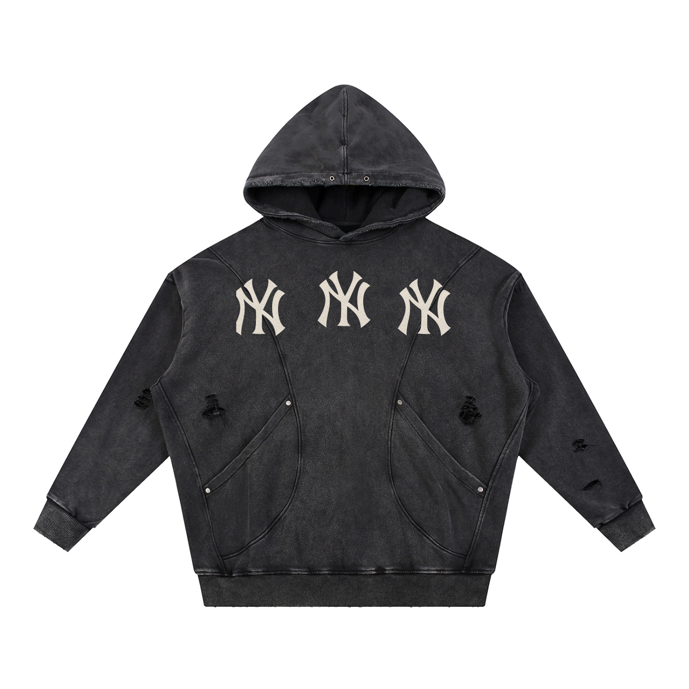NY Distressed Pocket Hoodie
