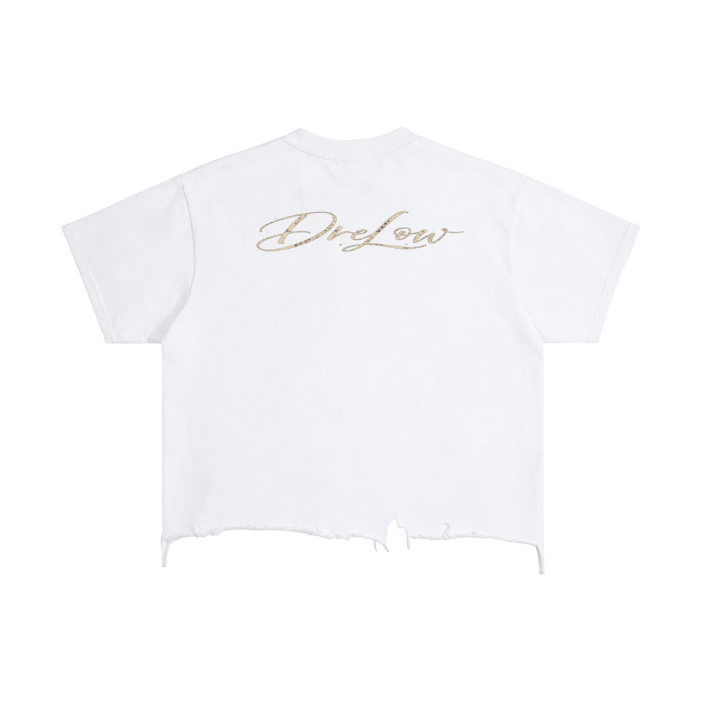 DRELOW Boxy Distressed Hem T-Shirt