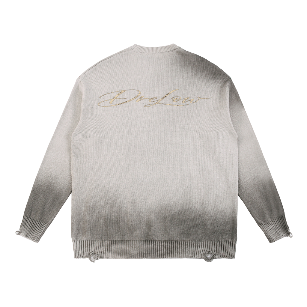 DRELOW Distressed Ripped Crewneck sweater