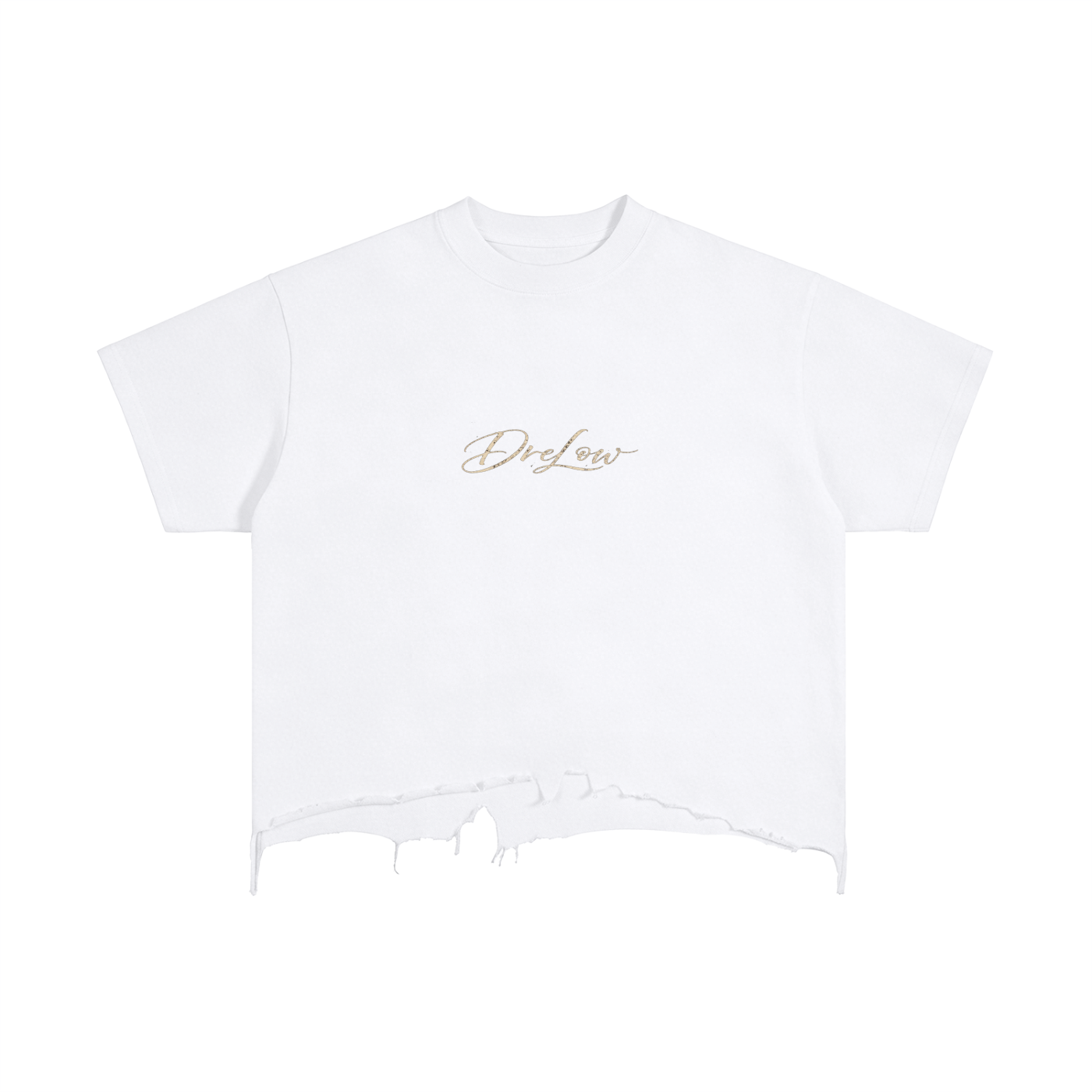 DRELOW Boxy Distressed Hem T-Shirt